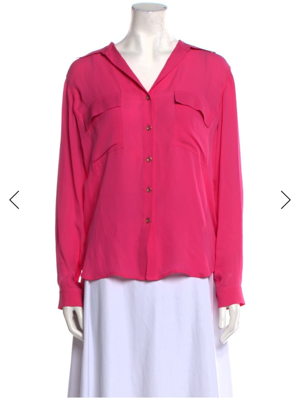 L'AGENCE Hot Pink Silk Button-Down Shirt